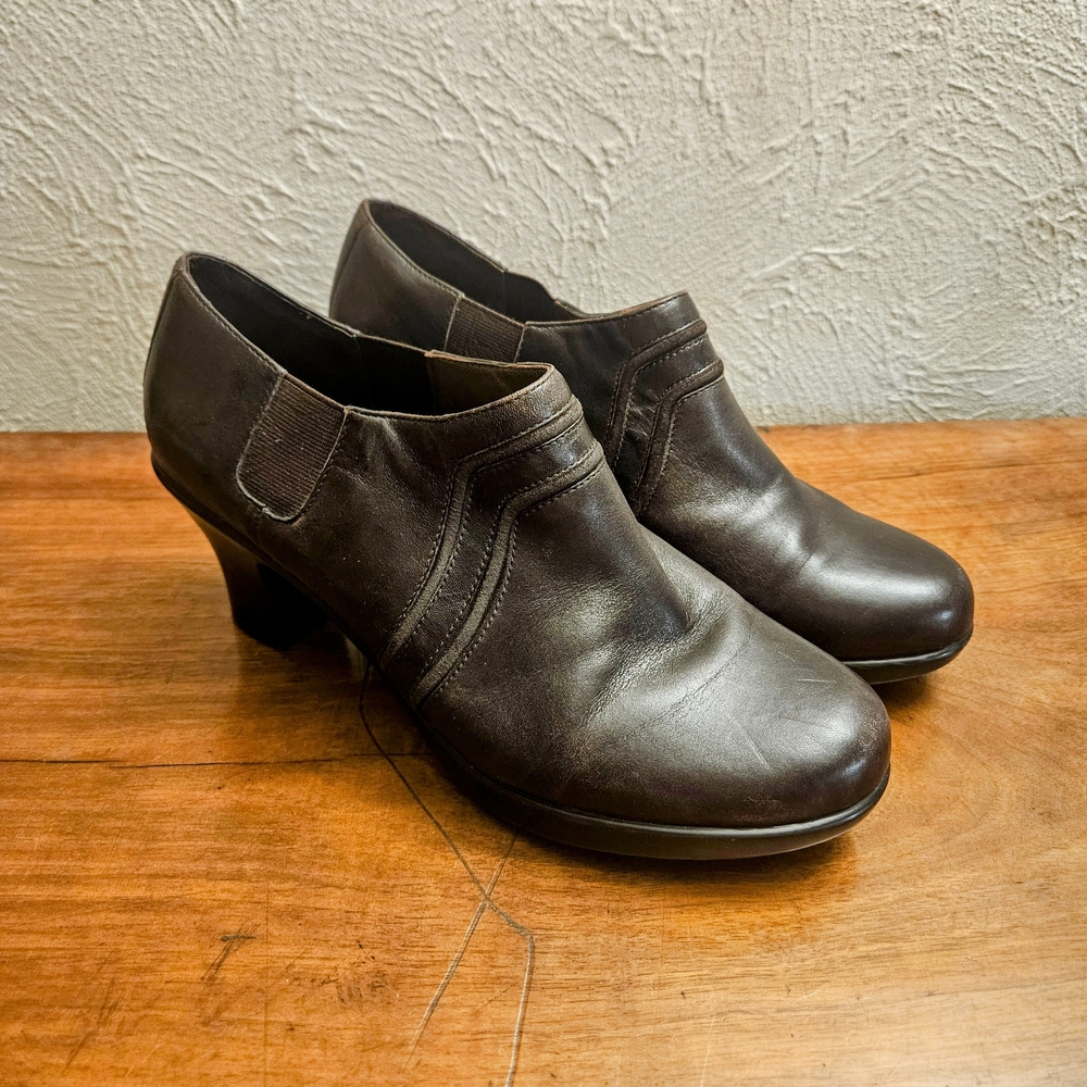 Dansko Heel‎ Brown Leather Slip-On Bootie Ankle Boots EU 41 US 10.5